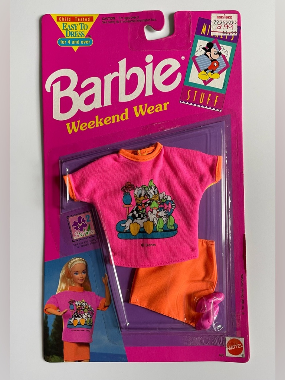 Vintage 1992 Barbie Weekend Wear Outfit Donald Duck And Daisy Duck NIP